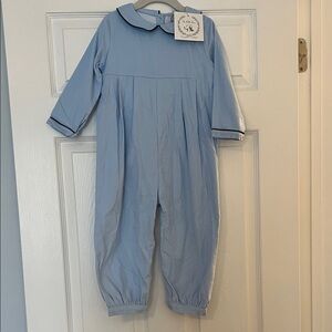 Light Blue Baby Romper with Peter Pan Collar